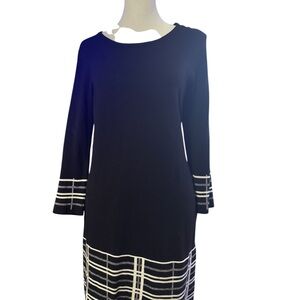 Chic Black and White Long Sleeve Dress